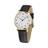 Atrium Damen-Armbanduhr sehr deutlich goldfarben Quarz 3 Bar Lederband A37-20