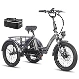 Fafrees E Bike Dreirad F20 Mate, Ebike Klapprad 20'*3.0 Zoll, Lastenfahrrad für Erwachsene 48V...