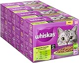 Whiskas Senior 7+ Katzennassfutter Gemischte Auswahl in Sauce, 48 Portionsbeutel, 12x85g (4er Pack)...