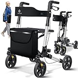 KESSER Rollator Aluminium Set, Leichtgewicht-Reiserollator mit Vollausstattung, 3-fach faltbar für...