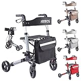 Arebos Leichtgewicht Rollator Aluminium | Reiserollator 6-fach höhenverstellbar | Faltbar |...